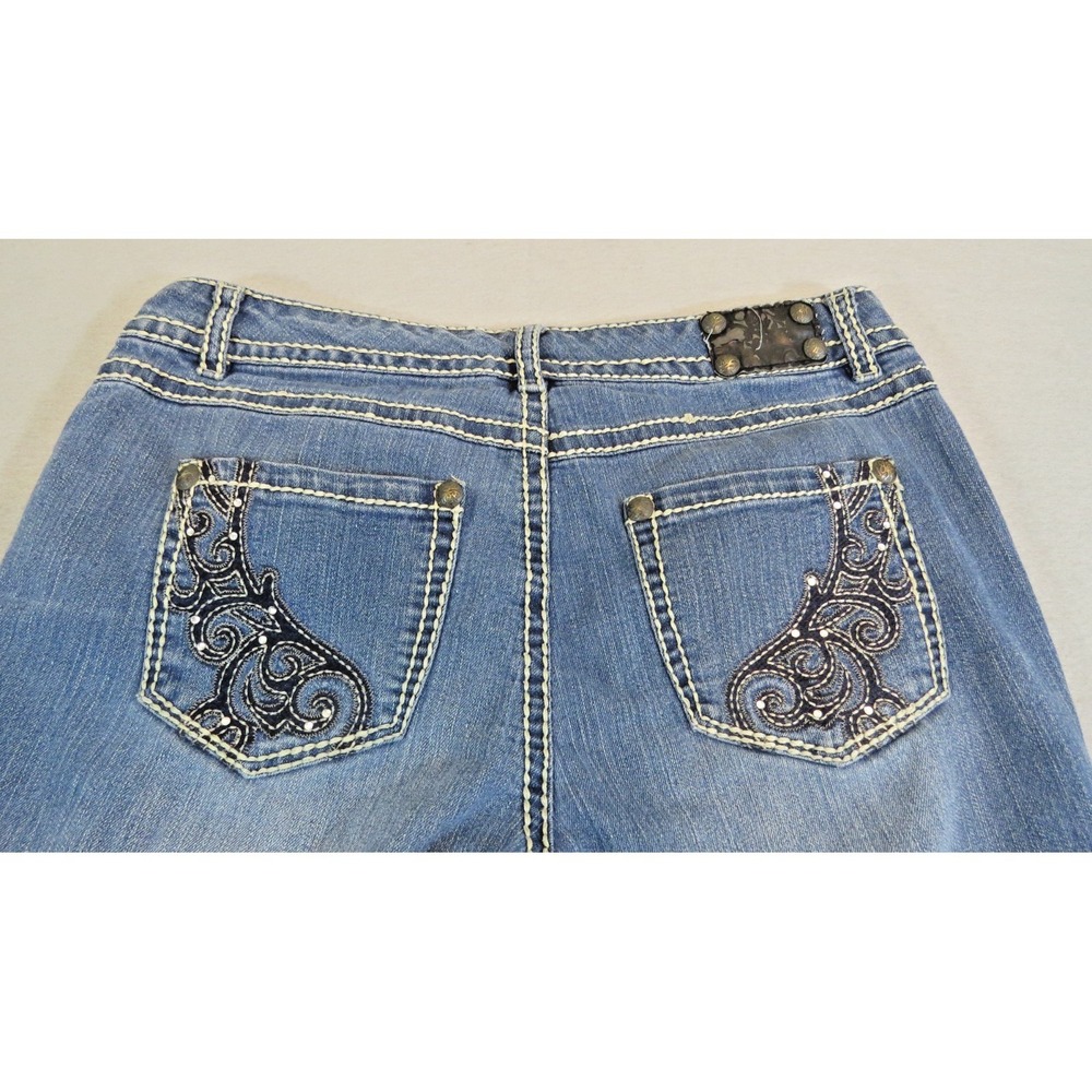 Unbranded Bling Embroidered Cotton Blend Medium Wash Women's Jeans Size 10